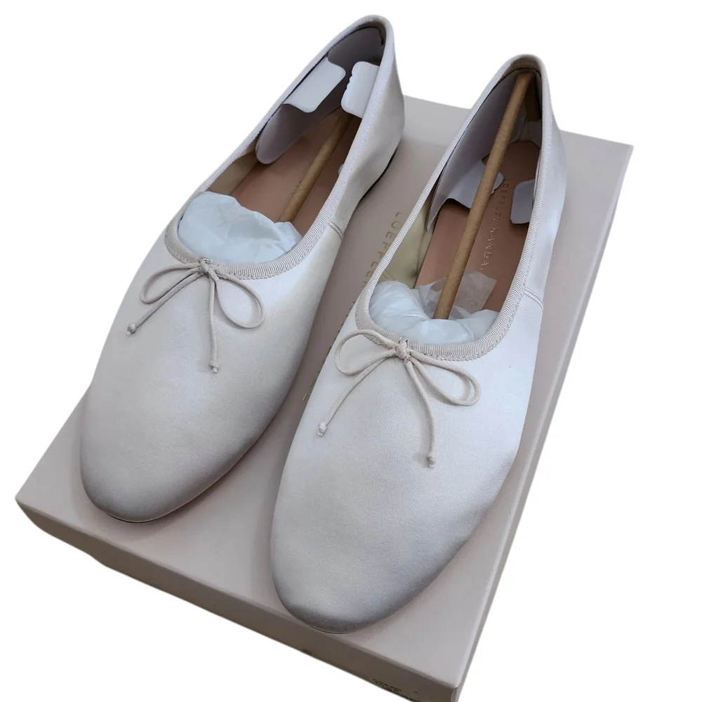 Loeffler Randall Landon Satin Cream Ballet Flats